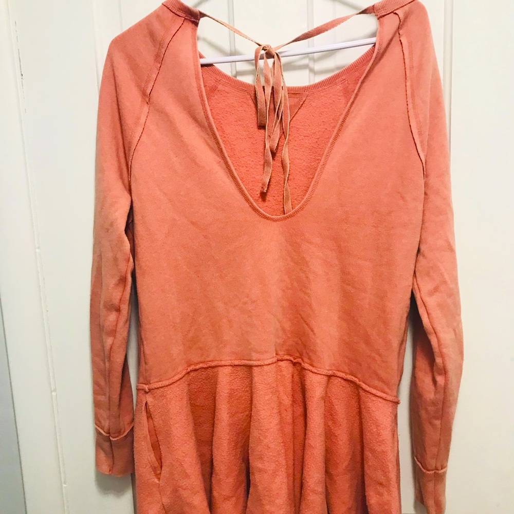 Free People Pink Peplum Sweatshirt Mini Dress with Pockets - Picture 10 of 11